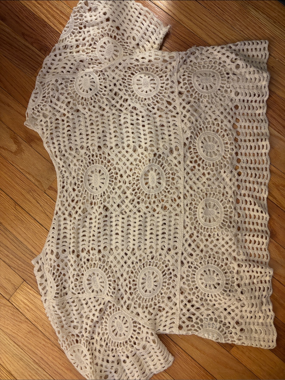 Women’s Crochet Swim Cover-Up — Cream